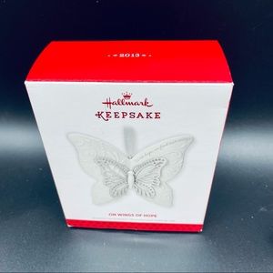 Hallmark Keepsake - 2013 ON WINGS OF HOPE Butterfly Porcelain Metal Ornament.